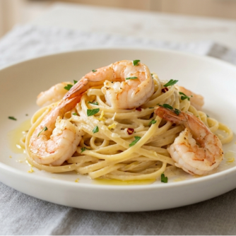 Creamy pasta with shrimp and garlic